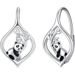 Dolphin/Panda Earrings for Women 925 Sterling Silver Animal Dangle Drop Earrings Leverback Earrings Jewelry Gifts for Girls Daughter