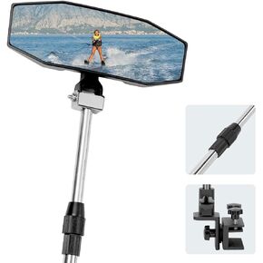 KEMIMOTO Boat Rear View Mirror, Extra Large Marine Mirror with Telescoping Pole 4.5"x8" 360° Adjustable Boat Mirror for Pontoon Boat Ski Boat Water Skiing