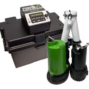 PumpSpy PS2000C Pre-Assembled SmartPump Combination Wi-Fi Connected 1/2HP Primary Sump Pump and 12V Battery Backup Sump Pump with Internet Monitoring & Alerts, Water Alarms for Basements