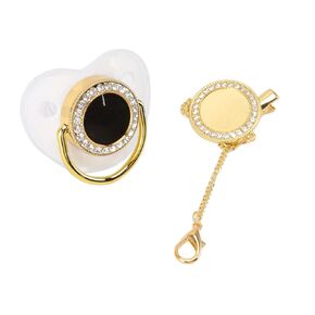 Baby Pacifier, Stylish DIY Photo Decoration Infant Bling Pacifier Clip Set for Newborn (Black M)
