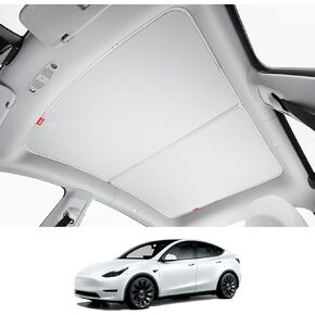 Glass Roof Sunshade with Hexagonal Thermal Protection Coating for Model Y, Foldable Sunroof Shade of The NASA Voyager-2 Mission Edition for 2021-2024 Model Y, Glass Roof Sunshade (Red)