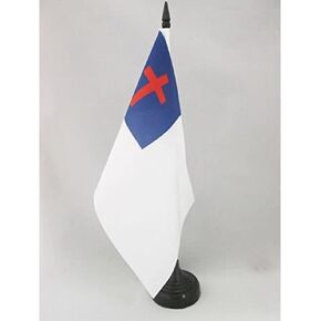 AZ FLAG Christian Religion Table Flag 5'' x 8'' - Christianity Desk Flag 21 x 14 cm - Black Plastic Stick and Base