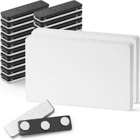 20-Pack Magnetic Name Tags, 2.1 x 3.4 Magnetic Blank Name Badges, Heat Sublimation Printable Badges with Magnetic Fasteners for Jackets, Shirts