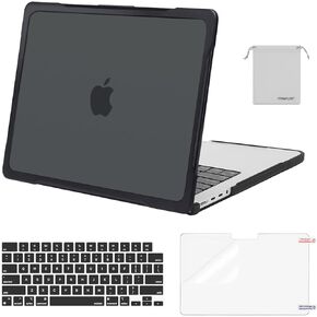 MOSISO Compatible with MacBook Pro 14 inch Case 2024-2021 Release M3 A2918 A2992 M2 A2779 M1 A2442, Soft TPU Bumper Plastic Anti-Scratch Hard Shell&Keyboard Skin&Screen Protector&Pouch, Black