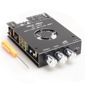 T220HS Power Amplifier Board with Subwoofer 2.0 Channel 220W×2, 12V-36V Audio Power Amplifier Module with Treble and Bass Control