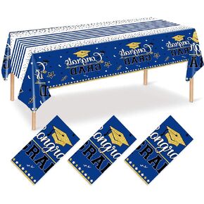 3 Pack Graduation Party Tablecloth 2024 Graduation Party Supplies, Graduation Party Decorations Tablecloth Class of 2024, Disposable Plastic Table Cloths, 54"x108" (Black)