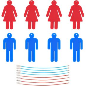 FINGERINSPIRE 8PCS Men Women Acrylic Restroom Pass Keychain with 8 PCS Wire Rings Red & Blue Washroom Locker Room Dressing Room Key Tags Acrylic Gender Signs for Office School Restaurant Store