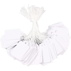Price Tags with String Attached - 500 Pcs Marking Merchandise Strung Tag Writable Label Small Hang Tag for Pricing Jewelry Clothing, Sale Tags, Paper Tags for Retail (55 x 35 mm)