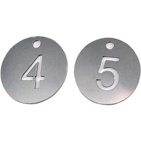 Diameter 1.18 Inches Bigger Hollowed Stainless Steel Number Tags Key Tags with Rings (1-50)