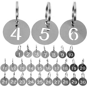 MAGICLULU Stainless Steel Numbered Tags 30pcs Round Metal Key Tags ID Tags with Ring Number ID Tags Key Chain for Dormitory Keys House Lockers