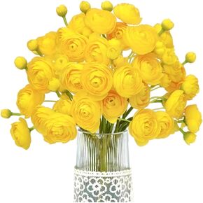 Letjolt Ranunculus Artificial Flower Light Champagne Silk Flowers Faux DIY Bouquet for Wedding Engagement Centerpieces Arrangements Bridal Shower Decorations Home Décor 18pcs