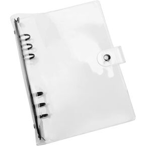 A5 Clear Soft PVC Binder Cover 6 Black Round Ring Binders Dia 20mm Snap Button Closure for A5 Loose Leaf Folder Refillable Notebook Binder Shell Protector