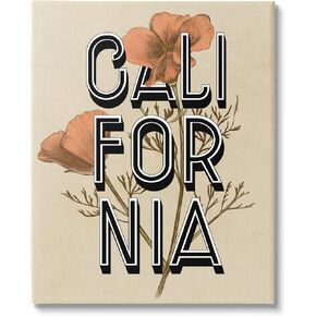 Stupell Industries California State Floral Typography Poppy Sprig Blossom, Design by Daphne Polselli, 16 x 20, Gallery Wrapped Canvas