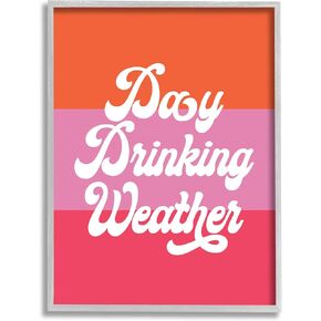 Stupell Industries Day Drinking Weather Summer Stripes Retro Typography, Design by Daphne Polselli