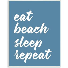 Stupell Industries Eat Beach Sleep Repeat Blue Script Phrase, Design by Lettered and Lined
