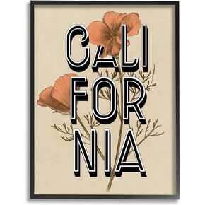Stupell Industries California State Floral Typography Poppy Sprig Blossom, Design by Daphne Polselli