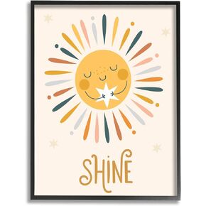 Stupell Industries Shine Phrase Uplifting Sun Rays Hugging Star, Design by Ilis Aviles