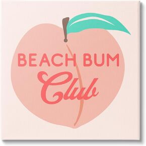 Stupell Industries Beach Bum Club Pink Peach Illustration Phrase, Design by Daphne Polselli