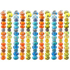 مطلي بالفضة النوى الأوروبي Lampwork فاصل الخرز مورانو زجاج حجر الراين الحرفية الخرز المعادن قلادة سوار سحر لصنع المجوهرات (11 لون، مختلط)