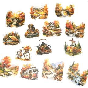 30pcs PET Transparent Outdoor Camping Mountain Stickers Decals Bulk for Water Bottle Scrapbooking Cars Mailboxes Vehicles Walls Wood Trucks Resin Journaling Crafts(Mountain Forest)
