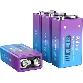9V Rechargeable Battery Charger Set Hixon 850mAh CE FCC for Smoke & fire Alarms,Cameras, Multimeter, Guitar,Walkie Talkies, and Other Devices (4-Bay Charger)