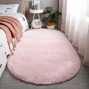 Fluffy Soft Oval Area Rug, Plush Shaggy Carpet for for Living Room Bedroom Home Décor Orange 2.0 x 3.0 Feet