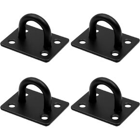 Antrader 4 Pcs Ceiling Hook Pad Eye Plate 304 Stainless Steel Pad Eye Plate Hook with Screws Marine Hardware Hooks，Black