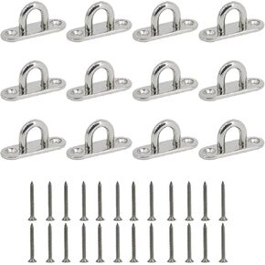 12 حزمة 1.8 بوصة الفولاذ المقاوم للصدأ وسادة العين لوحة U السنانير، M5 الثقيلة السقف السنانير المفاجئة السنانير الأجهزة البحرية السنانير مع مسامير in Kuwait