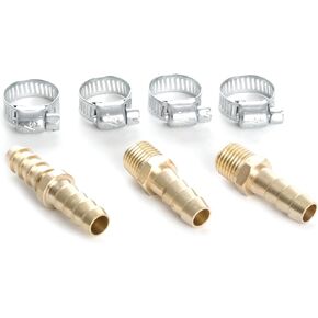 Performance Tool M479 Brass Air Hose Repair Kit - Includes Splicer, Ends, and Clamps for 3/8 I.D. Hose - 1/4-Inch Male NPT Connection