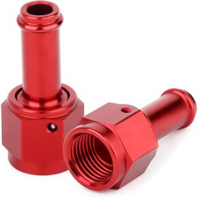 GASHER 2PCS 6AN Male Flare to 3/8" Barb Straight Swivel Hose Fitting Fuel Line Adapter Aluminum Alloy Red Anodized