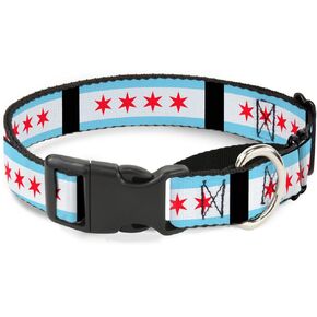 Buckle-Down "Chicago Flags/Martingale Dog Collar, Black, 1" Wide-Fits 11-17" Neck-Medium