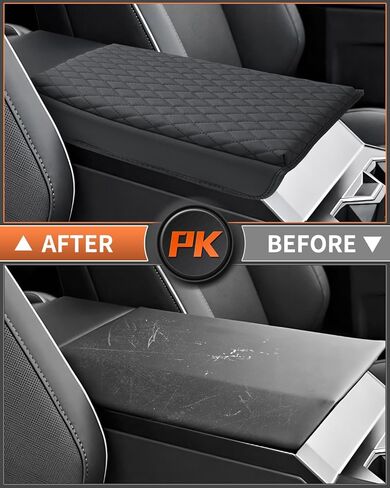 مناسب خصيصًا لغطاء وحدة التحكم المركزية Tesla Cybertruck، غطاء وسادة مسند الذراع لملحقات Cybertruck 2023 2024، جلد PU مضاد للخدش باللون الأسود in Kuwait