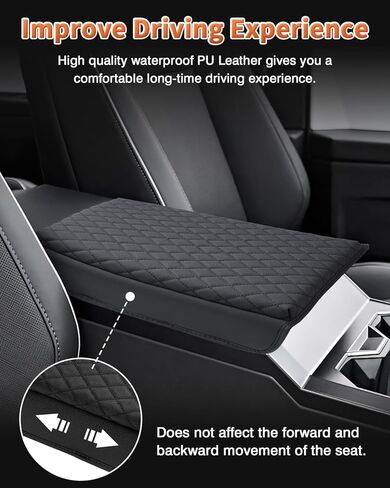 مناسب خصيصًا لغطاء وحدة التحكم المركزية Tesla Cybertruck، غطاء وسادة مسند الذراع لملحقات Cybertruck 2023 2024، جلد PU مضاد للخدش باللون الأسود in Kuwait