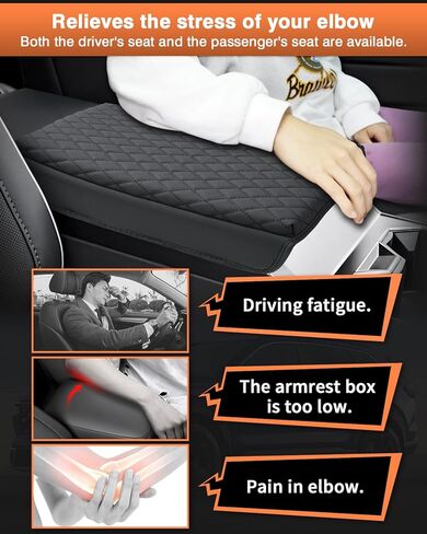 مناسب خصيصًا لغطاء وحدة التحكم المركزية Tesla Cybertruck، غطاء وسادة مسند الذراع لملحقات Cybertruck 2023 2024، جلد PU مضاد للخدش باللون الأسود in Kuwait