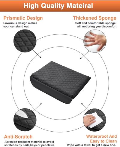 مناسب خصيصًا لغطاء وحدة التحكم المركزية Tesla Cybertruck، غطاء وسادة مسند الذراع لملحقات Cybertruck 2023 2024، جلد PU مضاد للخدش باللون الأسود in Kuwait