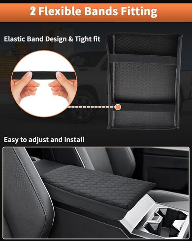 مناسب خصيصًا لغطاء وحدة التحكم المركزية Tesla Cybertruck، غطاء وسادة مسند الذراع لملحقات Cybertruck 2023 2024، جلد PU مضاد للخدش باللون الأسود in Kuwait