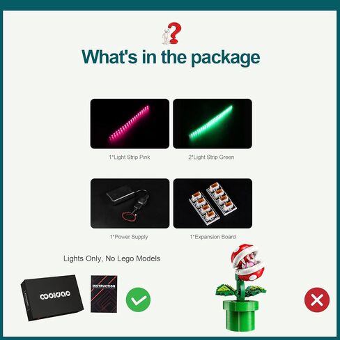مجموعة إضاءة Cooldac لمصنع Lego Super Mario Piranha، إضاءة LED متوافقة مع نبات Lego 71426 Piranha (بدون كتلة بناء، مجموعة إضاءة فقط) in Kuwait
