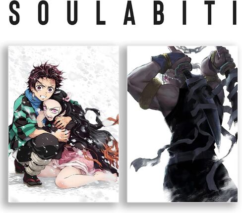 مجموعة SoulAbiti slayer مكونة من 20 ملصق رسوم متحركة (Tanjiro، Giyu، Nezuko، Zenitsu، Inosuke، Shinobu، Rengoku، Daki، Akaza، والمزيد) مع شريط مزدوج الجوانب مقاس A4 متعدد الألوان، ملصق رسوم متحركة للحائط in Saudi Arabia