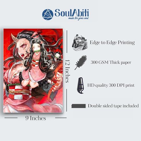 مجموعة SoulAbiti slayer مكونة من 20 ملصق رسوم متحركة (Tanjiro، Giyu، Nezuko، Zenitsu، Inosuke، Shinobu، Rengoku، Daki، Akaza، والمزيد) مع شريط مزدوج الجوانب مقاس A4 متعدد الألوان، ملصق رسوم متحركة للحائط in Saudi Arabia