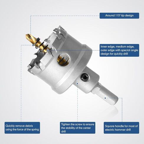 13Pcs Upgrade Heavy Duty Carbide Hole Saw Kit - Metal Steel Hole Saw Drill Bits TCT Hole Cutter with 1Pc Center Drill 2Pcs L-Wrench - Hole Saw Set for Metal, Steel, Iron, Alloy, Copper in Kuwait