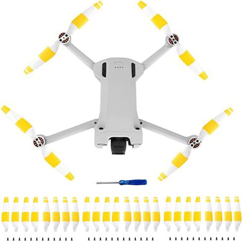 24pcs Low Noise Upgraded Multi-Color Propellers for DJI Mini 3 Pro/Mini 4 Pro(Yellow and White Blades, Upgrades Propellers) in Saudi Arabia