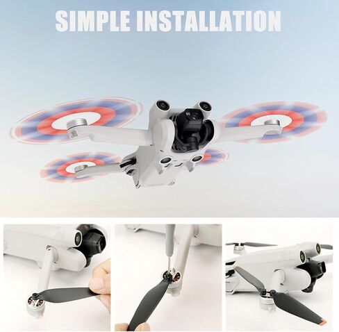 24pcs Low Noise Upgraded Multi-Color Propellers for DJI Mini 3 Pro/Mini 4 Pro(Yellow and White Blades, Upgrades Propellers) in Saudi Arabia