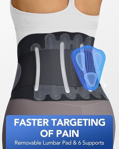 0.5mm Ultra Thin Back Brace with 3D Lumbar Pad, 6 Flexible Supports, Seamless Yoga Fabric, Back Brace for Men Lower Back, Back Brace for Lower Back Pain Women for Sciatica Scoliosis Relief in Saudi Arabia