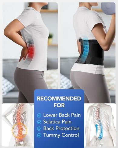 0.5mm Ultra Thin Back Brace with 3D Lumbar Pad, 6 Flexible Supports, Seamless Yoga Fabric, Back Brace for Men Lower Back, Back Brace for Lower Back Pain Women for Sciatica Scoliosis Relief in Saudi Arabia
