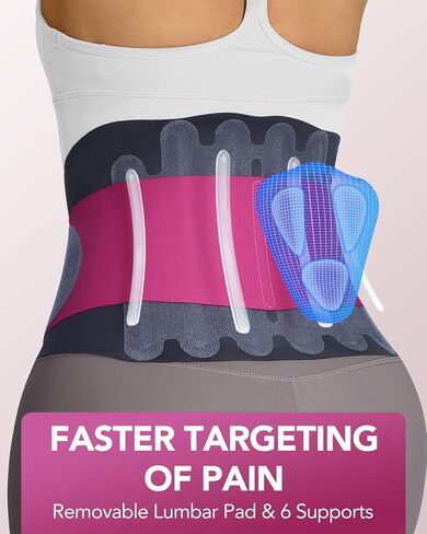 0.5mm Ultra Thin Back Brace with 3D Lumbar Pad, 6 Flexible Supports, Seamless Yoga Fabric, Back Brace for Men Lower Back, Back Brace for Lower Back Pain Women for Sciatica Scoliosis Relief in Saudi Arabia