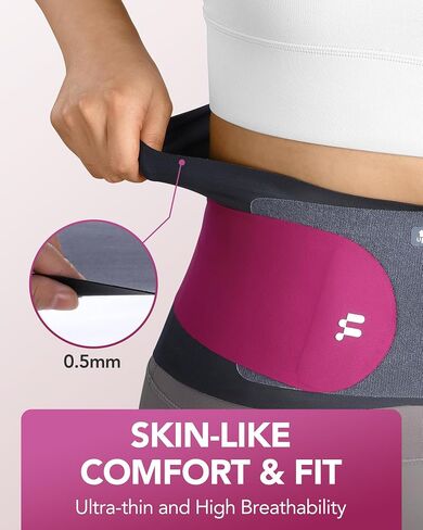 0.5mm Ultra Thin Back Brace with 3D Lumbar Pad, 6 Flexible Supports, Seamless Yoga Fabric, Back Brace for Men Lower Back, Back Brace for Lower Back Pain Women for Sciatica Scoliosis Relief in Saudi Arabia