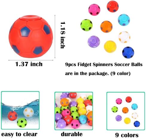 Mini Fidget Spinner Soccer Ball Toy for Kid Boy Girl, Soccer Party Favor, Bulk Kid Prize for School Classroom, Small Return Gifts for Kids Bitdhday Goodie Bags Stuffers Treasure Box Prize (9pcs) in Saudi Arabia