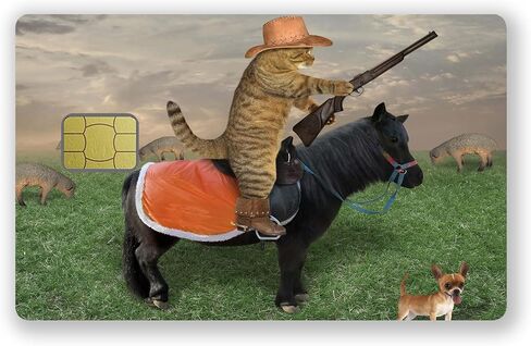 Cowboy Cat Small Chip Credit Card Stickers Slim Waterproof Anti-Wrinkling Removable Vinyl Decals Debit Card Skin Cover in Saudi Arabia