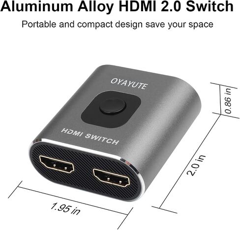 HDMI Switch 4K 60Hz, Bi-directional HDMI Switcher 2 in 1 Out, HDMI Splitter 1 in 2 Out, HDMI Switch Supports 4K 3D 1080P for PS4 Xbox Blu-Ray Player Fire Stick PC HDTV (silvery) in Saudi Arabia