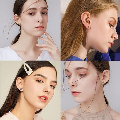 FINREZIO 9PCS Clip On Earrings for Women Butterfly Heart Fake Earrings Glittering Non Pierced Earrings Vibrant Color Birthstone Clip on Earrings Set in Kuwait